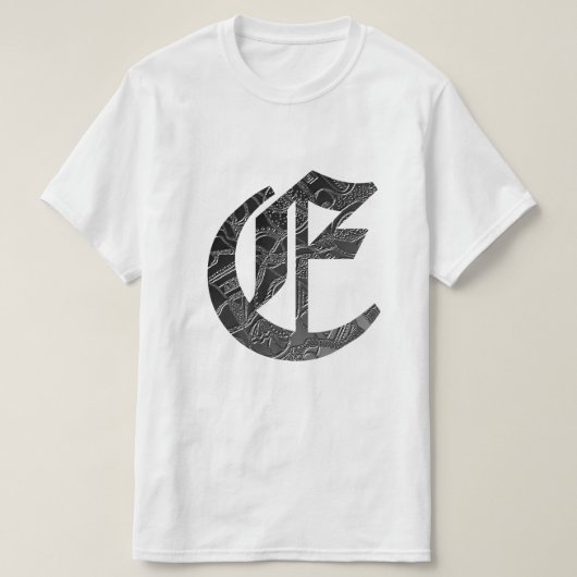 Buchstabe "E" im gotischen Stil T-Shirt (Design vorne)
