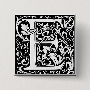 Buchstabe E Mittelalterliche Monogramm-Kunst Art N Button