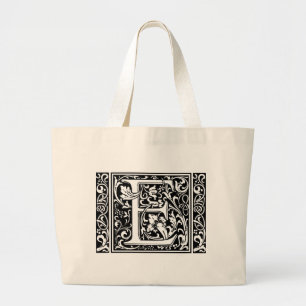 Buchstabe E Mittelalterliche Monogramm-Kunst Art N Jumbo Stoffbeutel