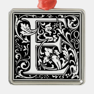 Buchstabe E Mittelalterliche Monogramm-Kunst Art N Ornament Aus Metall