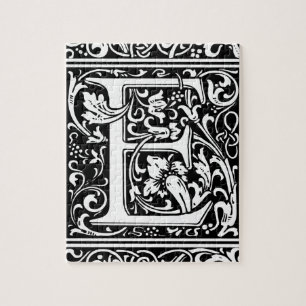 Buchstabe E Mittelalterliche Monogramm-Kunst Art N Puzzle