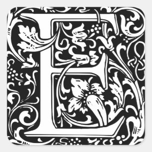 Buchstabe E Mittelalterliche Monogramm-Kunst Art N Quadratischer Aufkleber
