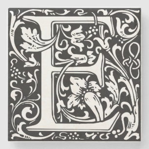 Buchstabe E Mittelalterliche Monogramm-Kunst Art N Steinuntersetzer