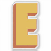 Buchstabe E Monogramm, fette 3D-Schrift Initiale Aufkleber (Vorderseite)