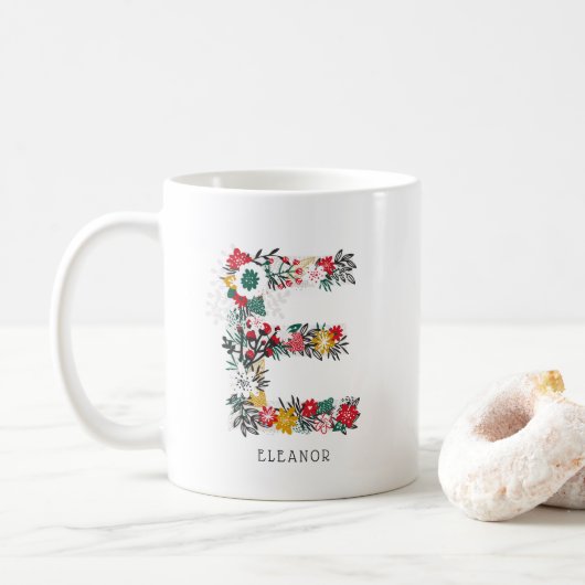 Buchstabe E | Monogramm-I-Tasse für den Blasenbrie Kaffeetasse (Mit Donut)