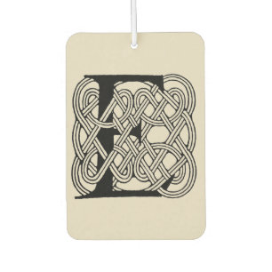 Buchstabe E Monogramm Vintage-Keltischer Knoten Dr Autolufterfrischer
