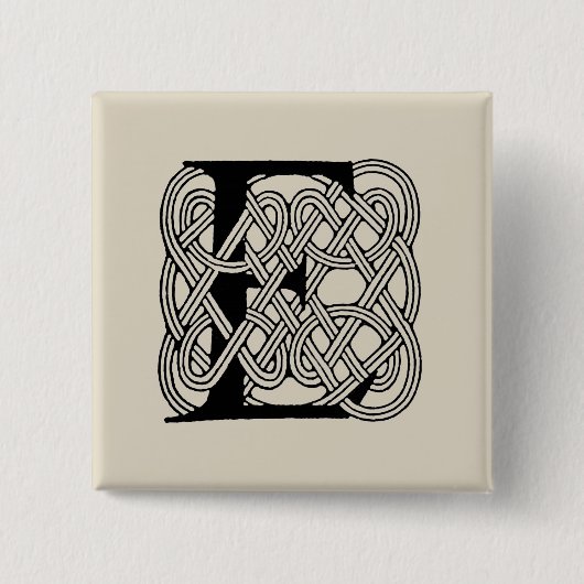 Buchstabe E Monogramm Vintage-Keltischer Knoten Dr Button (Vorderseite)
