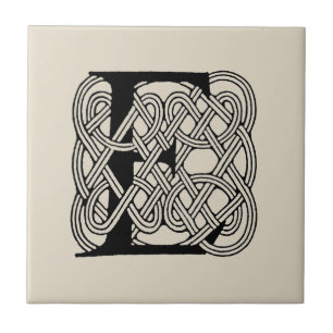 Buchstabe E Monogramm Vintage-Keltischer Knoten Dr Fliese