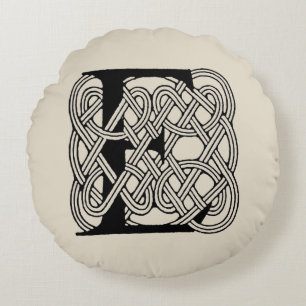 Buchstabe E Monogramm Vintage-Keltischer Knoten Dr Rundes Kissen