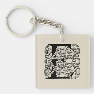 Buchstabe E Monogramm Vintage-Keltischer Knoten Dr Schlüsselanhänger