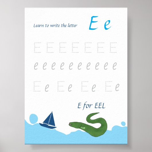 Buchstabe E Nachspurposter für Kinder Poster (Vorne)