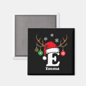 Buchstabe E Name Initial Emma mit Santa Hut Rentie Magnet (Vorderseite/Rückseite)