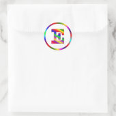 Buchstabe E Rainbow Runder Aufkleber (Tasche)