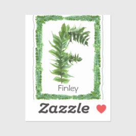Buchstabe F Anfangsbuchstabe Grüne Fern Botanische Aufkleber