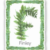 Buchstabe F Anfangsbuchstabe Grüne Fern Botanische Aufkleber (Vorderseite)