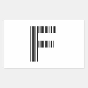BUCHSTABE F BAR CODE Erstes Anfangsbuchstaben-Barc Rechteckiger Aufkleber