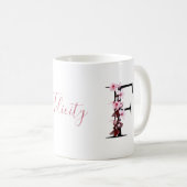 Buchstabe F, Cherry Blossom | Monogramm-Skriptname Kaffeetasse (VorderseiteRechts)