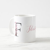 Buchstabe F, Cherry Blossom | Monogramm-Skriptname Kaffeetasse (Vorderseite Links)