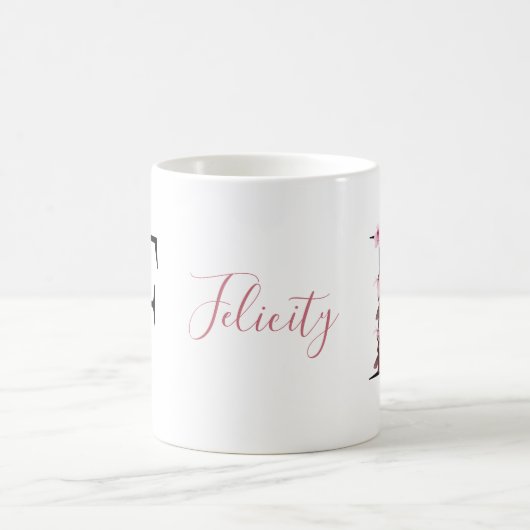 Buchstabe F, Cherry Blossom | Monogramm-Skriptname Kaffeetasse (Mittel)