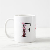 Buchstabe F, Cherry Blossom | Monogramm-Skriptname Kaffeetasse (Links)