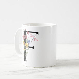Buchstabe F mit Blumen Kaffeetasse