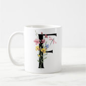 Buchstabe F mit Blumen Kaffeetasse (Links)