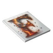 Buchstabe F mit orangefarbener Farbe und Vögeln Notizblock (angewinkelt)