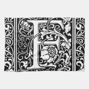 Buchstabe F Mittelalterliche Monogramm-Kunst Neue Geschirrtuch