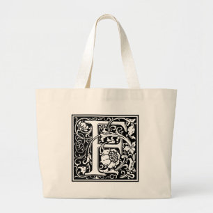 Buchstabe F Mittelalterliche Monogramm-Kunst Neue Jumbo Stoffbeutel
