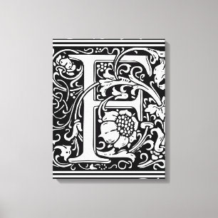 Buchstabe F Mittelalterliche Monogramm-Kunst Neue  Leinwanddruck