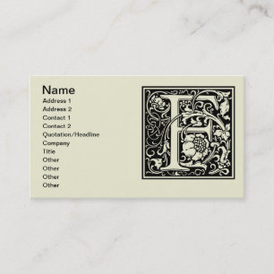 Buchstabe F Mittelalterliche Monogramm-Kunst Neue Visitenkarte