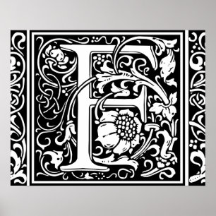 Buchstabe F Mittelalterliches Monogramm Vintage In Poster