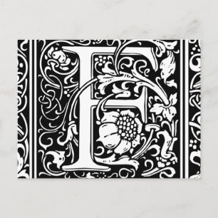 Buchstabe F Mittelalterliches Monogramm Vintage In Postkarte