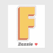 Buchstabe F Monogramm, fette 3D-Schrift Initiale Aufkleber (Blatt)