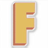 Buchstabe F Monogramm, fette 3D-Schrift Initiale Aufkleber (Vorderseite)