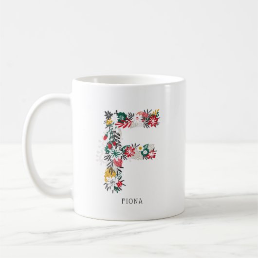 Buchstabe F | Monogramm-I-Tasse für den Blasenbrie Kaffeetasse (Links)