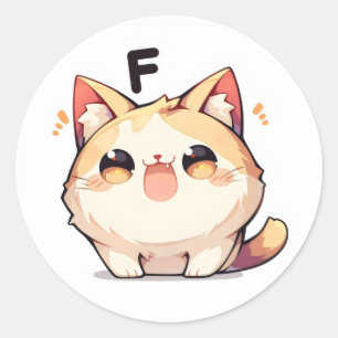 Buchstabe F Niedliche Katze Runder Aufkleber