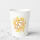 Buchstabe F Sonnenblume Vorname Monogramm Initiale Pappbecher (Vorderseite)