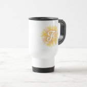 Buchstabe F Sonnenblume Vorname Monogramm Initiale Reisebecher (VorderseiteRechts)