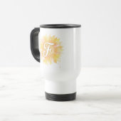 Buchstabe F Sonnenblume Vorname Monogramm Initiale Reisebecher (Vorderseite Links)