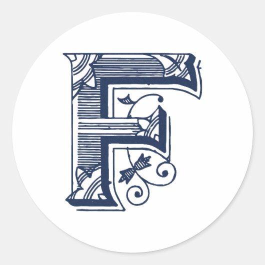 Buchstabe "F" Stickereien Runder Aufkleber (Vorderseite)