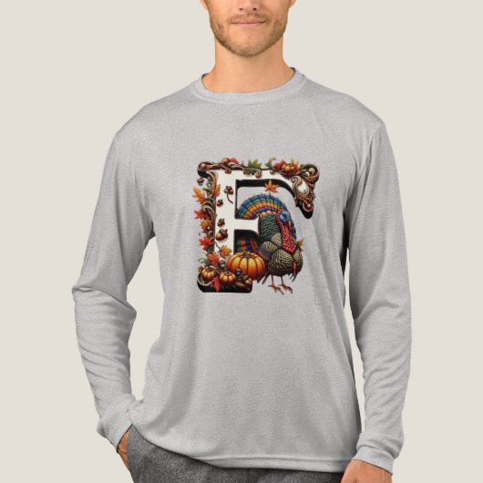 Buchstabe f Thanksgiving-Geschenkstil Tri-Blend Shirt (Vorderseite)