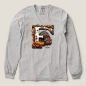 Buchstabe f Thanksgiving-Geschenkstil Tri-Blend Shirt (Design Vorderseite)