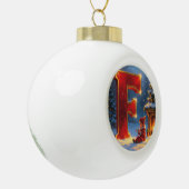 Buchstabe F Weihnachts-Kamin Personalized Initiale Keramik Kugel-Ornament (Links)