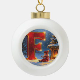 Buchstabe F Weihnachts-Kamin Personalized Initiale Keramik Kugel-Ornament