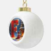 Buchstabe F Weihnachts-Kamin Personalized Initiale Keramik Kugel-Ornament (Rechts)