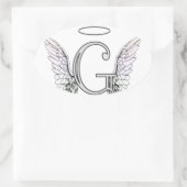 Buchstabe G Anfangsmonogramm mit Angel Wings & Hal Ovaler Aufkleber (Tasche)
