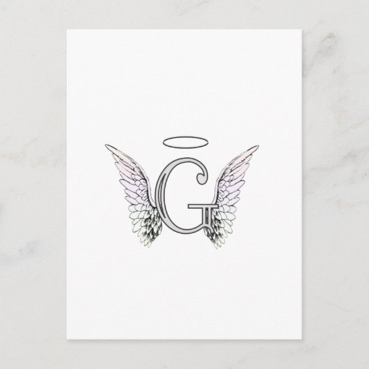 Buchstabe G Anfangsmonogramm mit Angel Wings & Hal Postkarte (Vorderseite)