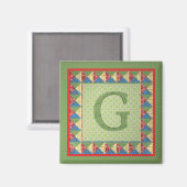Buchstabe G: 'Fabric Quilt' Style Initial and Patt Magnet (Vorderseite/Rückseite)
