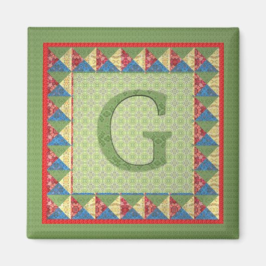 Buchstabe G: 'Fabric Quilt' Style Initial and Patt Magnet (Vorne)
